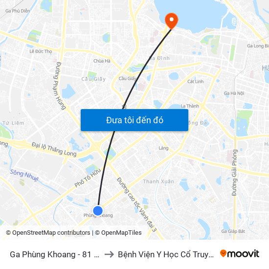 Ga Phùng Khoang - 81 Trần Phú to Bệnh Viện Y Học Cổ Truyền Nam Á map