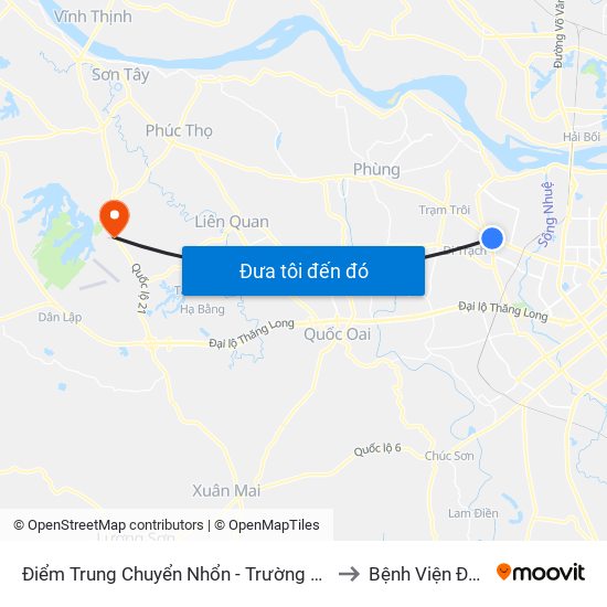 Điểm Trung Chuyển Nhổn - Trường Đại Học Công Nghiệp Hà Nội - Đường 32 to Bệnh Viện Đa Khoa Bảo Long map