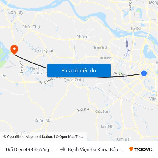 Đối Diện 498 Đường Láng to Bệnh Viện Đa Khoa Bảo Long map