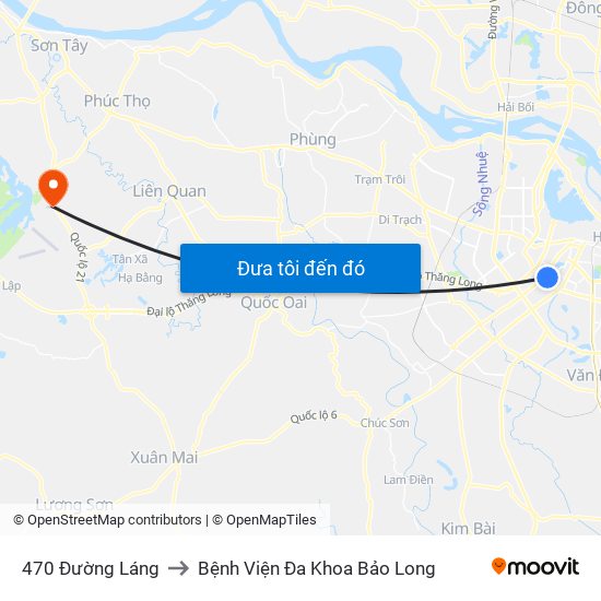 470 Đường Láng to Bệnh Viện Đa Khoa Bảo Long map