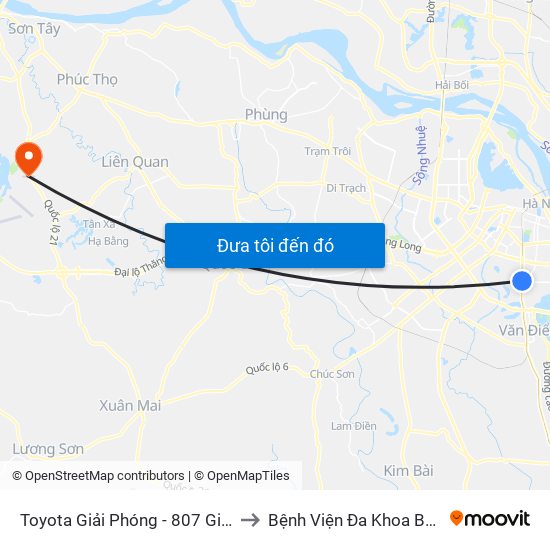 Toyota Giải Phóng - 807 Giải Phóng to Bệnh Viện Đa Khoa Bảo Long map