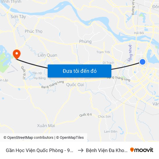 Gần Học Viện Quốc Phòng - 91 Hoàng Quốc Việt to Bệnh Viện Đa Khoa Bảo Long map