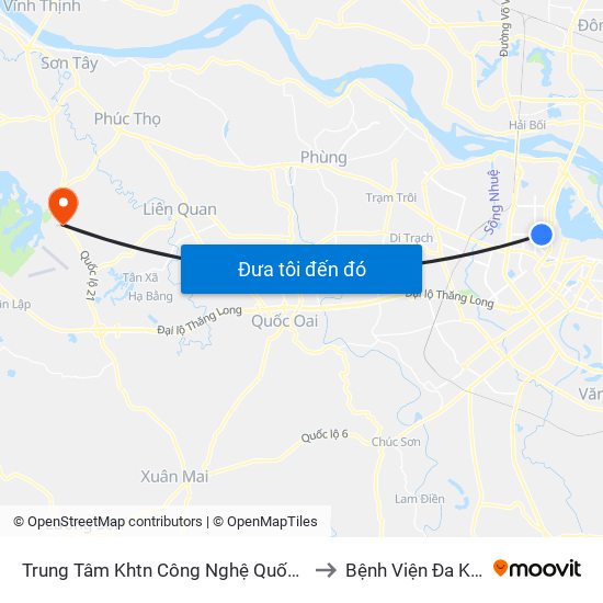 Trung Tâm Khtn Công Nghệ Quốc Gia - 18 Hoàng Quốc Việt to Bệnh Viện Đa Khoa Bảo Long map