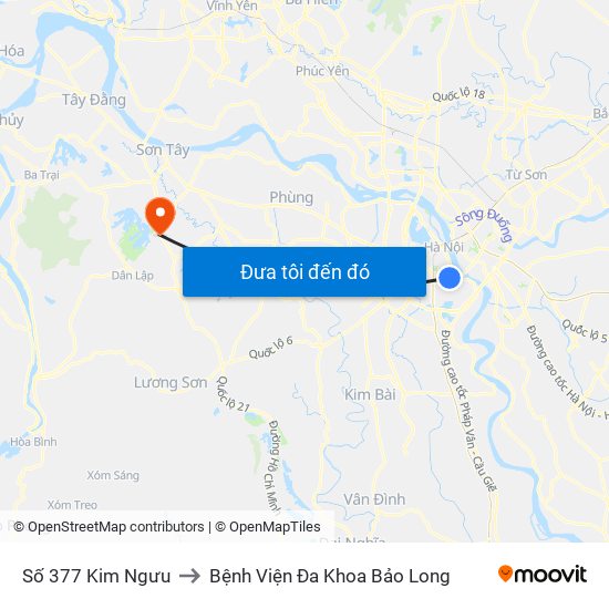 Số 377 Kim Ngưu to Bệnh Viện Đa Khoa Bảo Long map