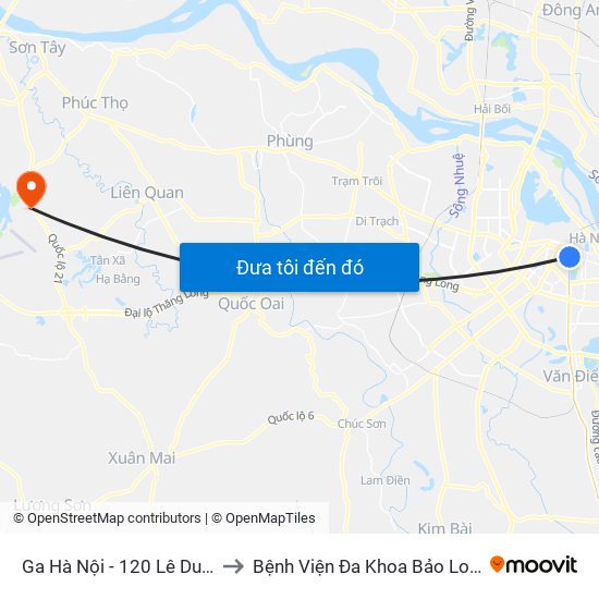 Ga Hà Nội - 120 Lê Duẩn to Bệnh Viện Đa Khoa Bảo Long map