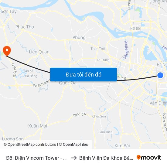 Đối Diện Vincom Tower - Bà Triệu to Bệnh Viện Đa Khoa Bảo Long map