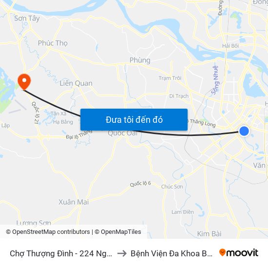 Chợ Thượng Đình - 224 Nguyễn Trãi to Bệnh Viện Đa Khoa Bảo Long map