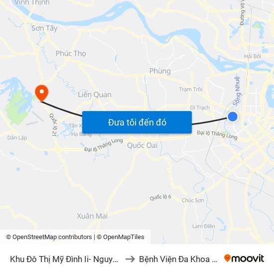 Khu Đô Thị Mỹ Đình Ii- Nguyễn Cơ Thạch to Bệnh Viện Đa Khoa Bảo Long map