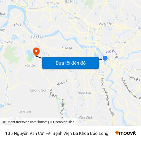 135 Nguyễn Văn Cừ to Bệnh Viện Đa Khoa Bảo Long map