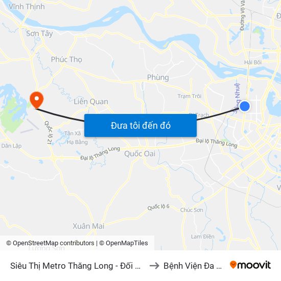 Siêu Thị Metro Thăng Long - Đối Diện Ngõ 599 Phạm Văn Đồng to Bệnh Viện Đa Khoa Bảo Long map