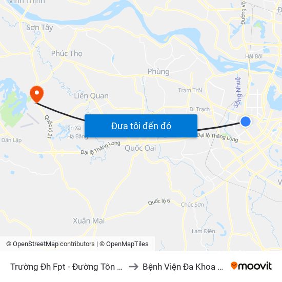 Trường Đh Fpt - Đường Tôn Thất Thuyết to Bệnh Viện Đa Khoa Bảo Long map