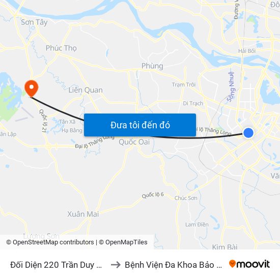 Đối Diện 220 Trần Duy Hưng to Bệnh Viện Đa Khoa Bảo Long map