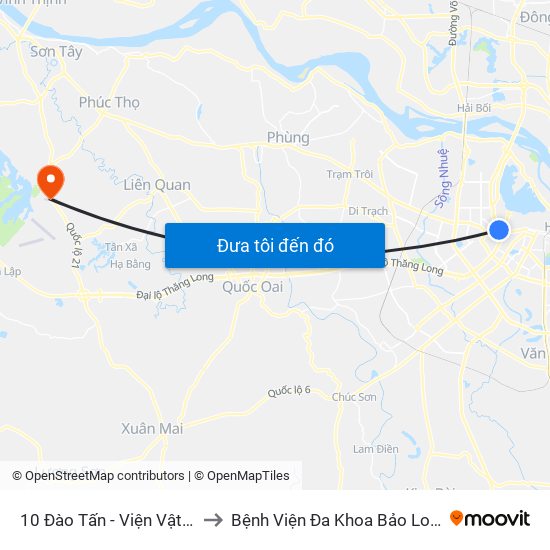 10 Đào Tấn - Viện Vật Lý to Bệnh Viện Đa Khoa Bảo Long map