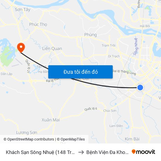 Khách Sạn Sông Nhuệ (148 Trần Phú- Hà Đông) to Bệnh Viện Đa Khoa Bảo Long map