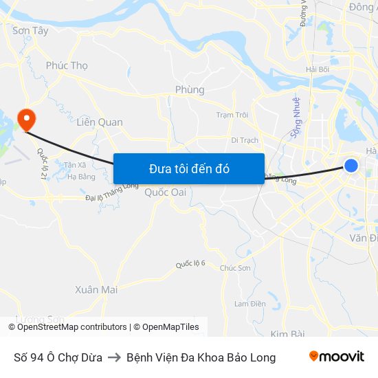 Số 94 Ô Chợ Dừa to Bệnh Viện Đa Khoa Bảo Long map