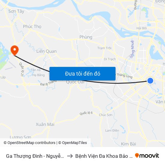 Ga Thượng Đình - Nguyễn Trãi to Bệnh Viện Đa Khoa Bảo Long map