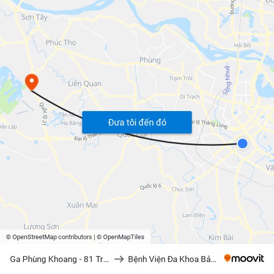 Ga Phùng Khoang - 81 Trần Phú to Bệnh Viện Đa Khoa Bảo Long map