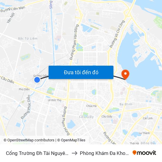 Cổng Trường Đh Tài Nguyên Môi Trường to Phòng Khám Đa Khoa Medlatec map