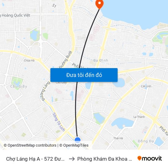 Chợ Láng Hạ A - 572 Đường Láng to Phòng Khám Đa Khoa Medlatec map