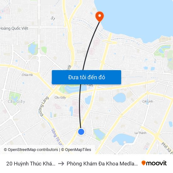 20 Huỳnh Thúc Kháng to Phòng Khám Đa Khoa Medlatec map