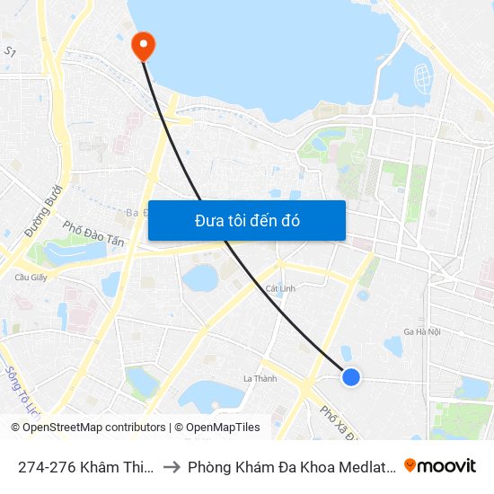 274-276 Khâm Thiên to Phòng Khám Đa Khoa Medlatec map