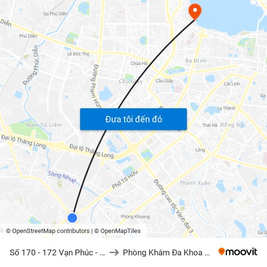 Số 170 - 172 Vạn Phúc - Hà Đông to Phòng Khám Đa Khoa Medlatec map