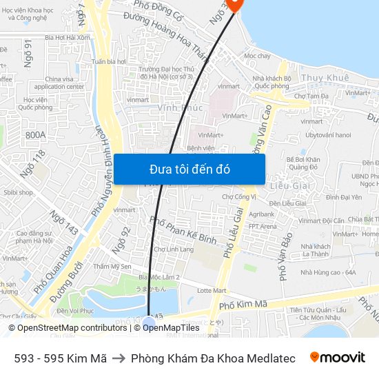 593 - 595 Kim Mã to Phòng Khám Đa Khoa Medlatec map