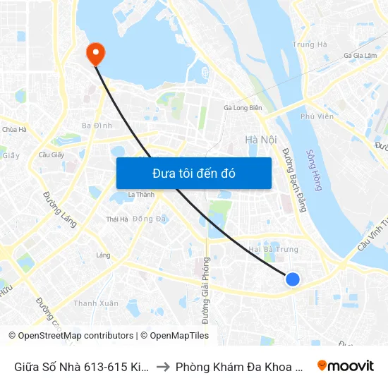 Giữa Số Nhà 613-615 Kim Ngưu to Phòng Khám Đa Khoa Medlatec map