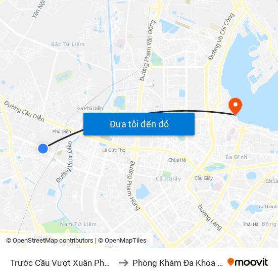 Trước Cầu Vượt Xuân Phương 100m to Phòng Khám Đa Khoa Medlatec map