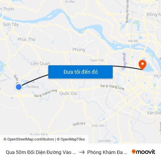 Qua 50m Đối Diện Đường Vào Trường Đh Fpt, Hòa Lạc to Phòng Khám Đa Khoa Medlatec map