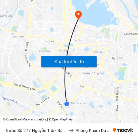 Trước Số 277 Nguyễn Trãi - Bách Hóa Giày Thượng Đình to Phòng Khám Đa Khoa Medlatec map