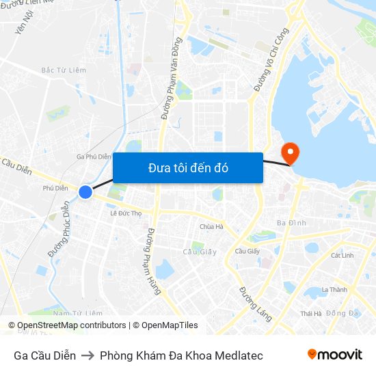 Ga Cầu Diễn to Phòng Khám Đa Khoa Medlatec map