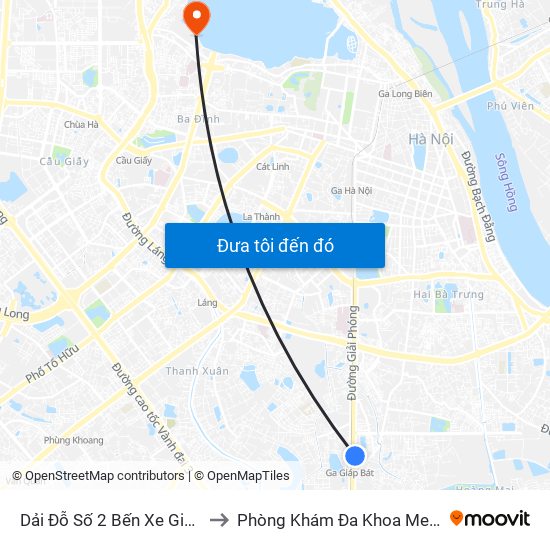 Dải Đỗ Số 2 Bến Xe Giáp Bát to Phòng Khám Đa Khoa Medlatec map