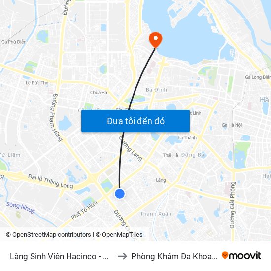 Làng Sinh Viên Hacinco - Nguyễn Tuân to Phòng Khám Đa Khoa Medlatec map