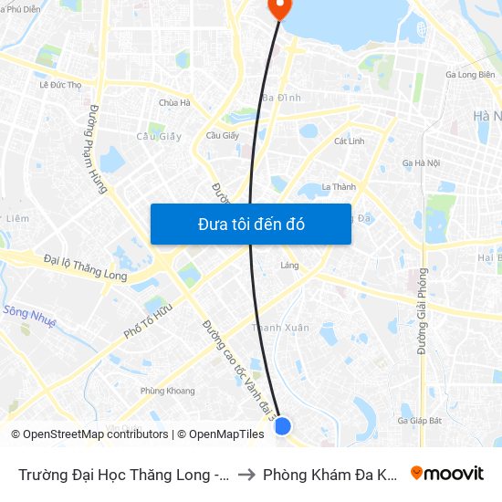 Trường Đại Học Thăng Long - Nghiêm Xuân Yêm to Phòng Khám Đa Khoa Medlatec map