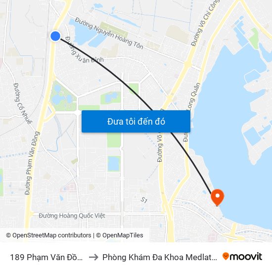 189 Phạm Văn Đồng to Phòng Khám Đa Khoa Medlatec map