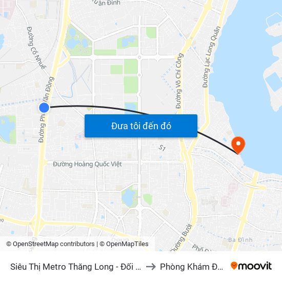 Siêu Thị Metro Thăng Long - Đối Diện Ngõ 599 Phạm Văn Đồng to Phòng Khám Đa Khoa Medlatec map