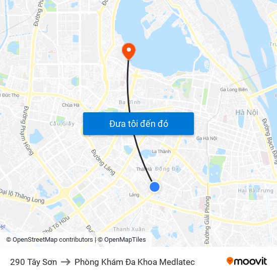 290 Tây Sơn to Phòng Khám Đa Khoa Medlatec map