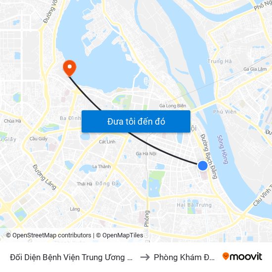 Đối Diện Bệnh Viện Trung Ương Quân Đội 108 - Trần Hưng Đạo to Phòng Khám Đa Khoa Medlatec map