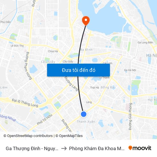 Ga Thượng Đình - Nguyễn Trãi to Phòng Khám Đa Khoa Medlatec map