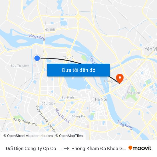 Đối Diện Công Ty Cp Cơ Điện Hn- Đường Đức Thắng to Phòng Khám Đa Khoa Giao Thông Vận Tải Gia Lâm map