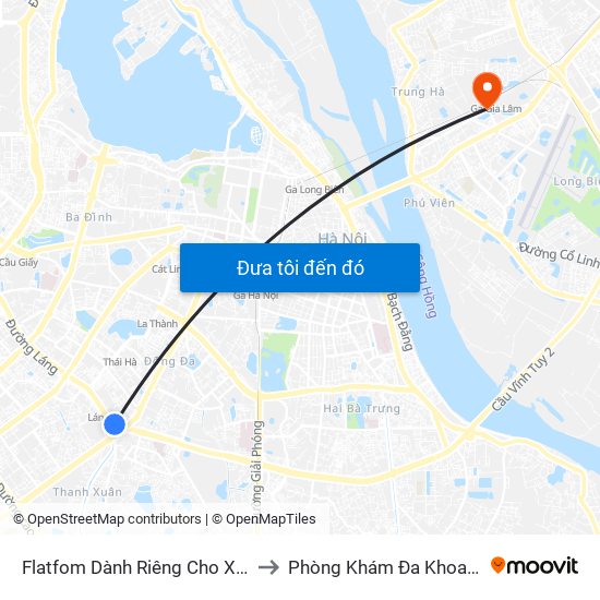 Flatfom Dành Riêng Cho Xe Buýt Trước Nhà 45 Đường Láng to Phòng Khám Đa Khoa Giao Thông Vận Tải Gia Lâm map