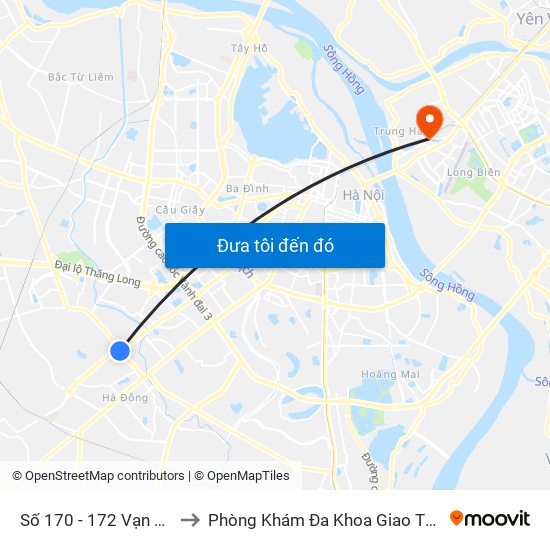 Số 170 - 172 Vạn Phúc - Hà Đông to Phòng Khám Đa Khoa Giao Thông Vận Tải Gia Lâm map