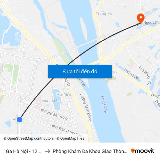 Ga Hà Nội - 120 Lê Duẩn to Phòng Khám Đa Khoa Giao Thông Vận Tải Gia Lâm map