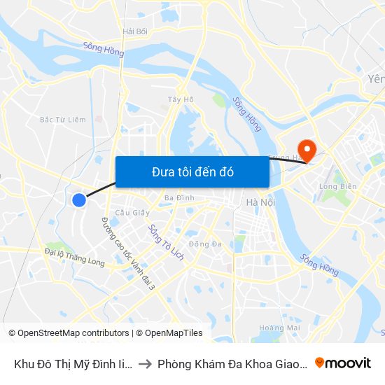 Khu Đô Thị Mỹ Đình Ii- Nguyễn Cơ Thạch to Phòng Khám Đa Khoa Giao Thông Vận Tải Gia Lâm map