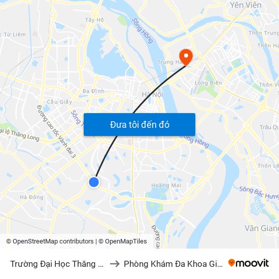 Trường Đại Học Thăng Long - Nghiêm Xuân Yêm to Phòng Khám Đa Khoa Giao Thông Vận Tải Gia Lâm map