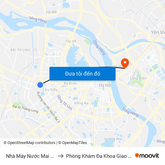 Nhà Máy Nước Mai Dịch - Phạm Hùng to Phòng Khám Đa Khoa Giao Thông Vận Tải Gia Lâm map