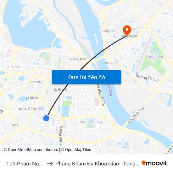 109 Phạm Ngọc Thạch to Phòng Khám Đa Khoa Giao Thông Vận Tải Gia Lâm map