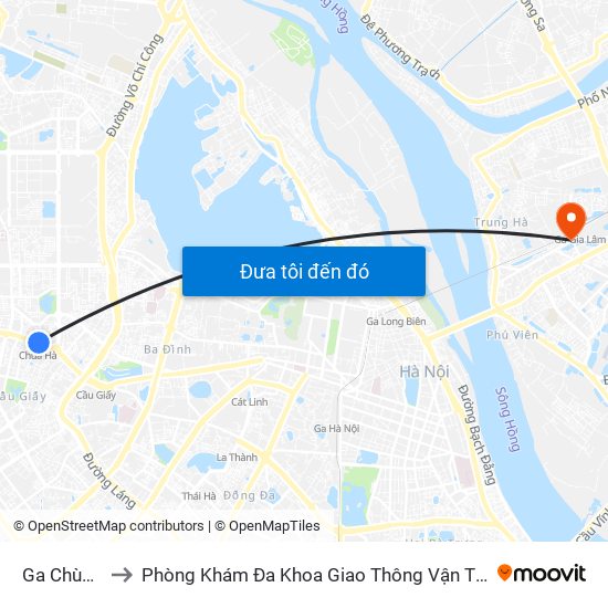 Ga Chùa Hà to Phòng Khám Đa Khoa Giao Thông Vận Tải Gia Lâm map