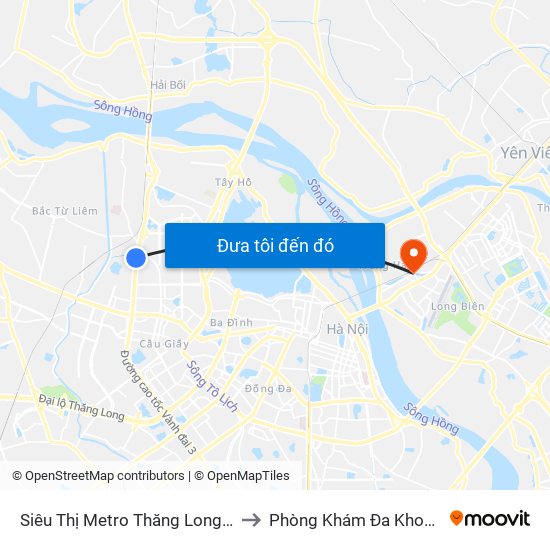 Siêu Thị Metro Thăng Long - Đối Diện Ngõ 599 Phạm Văn Đồng to Phòng Khám Đa Khoa Giao Thông Vận Tải Gia Lâm map
